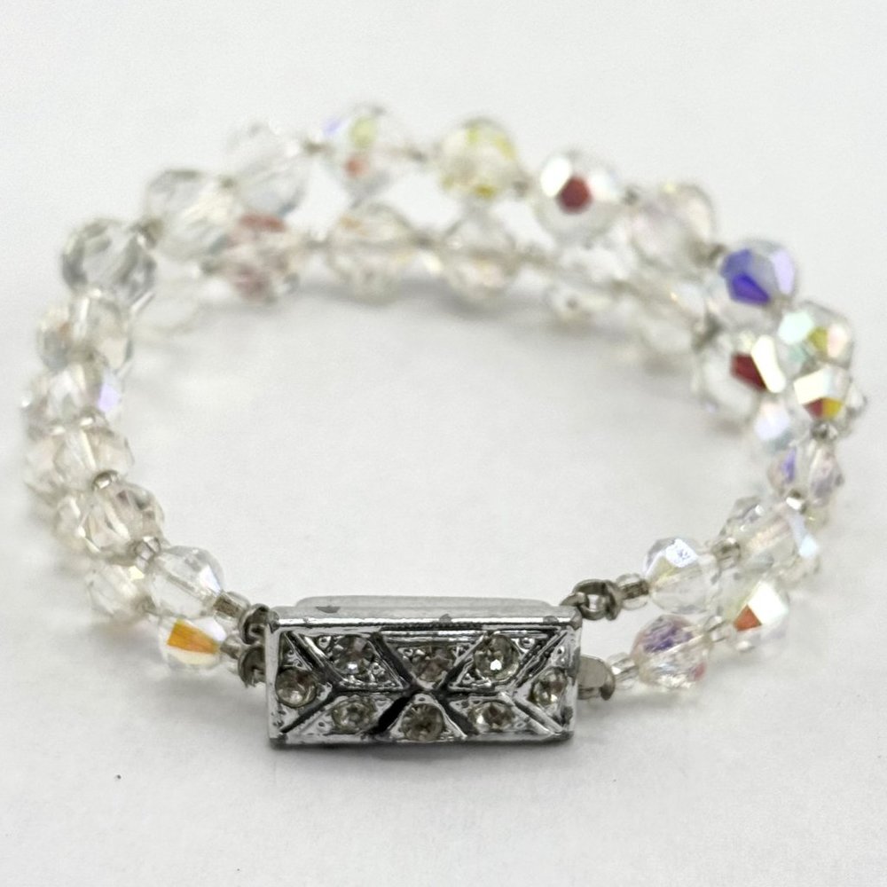 Vintage estate rhinestone AB crystal double strand Bracelet